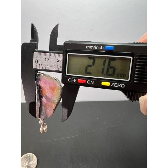 NEW Watermelon multi tourmaline sterling silver pendant 7.91 grams - Picture 6 of 11